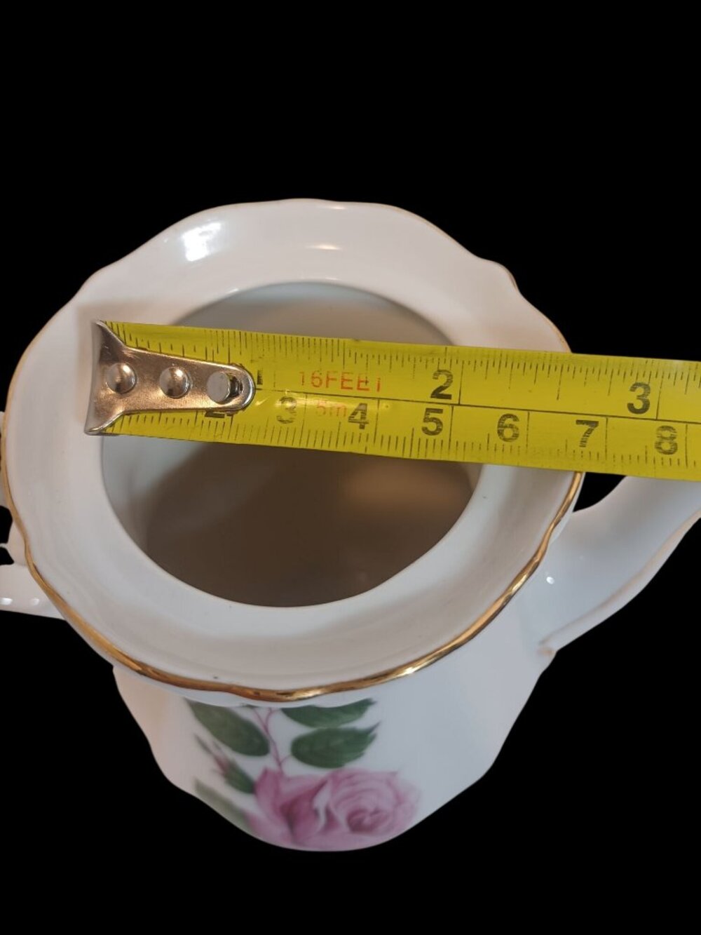 Vtg Rare Winterling Roslau Bavaria Germany Tea Coffee Pot Pink Rose w/ Gold Trim - Picture 13 of 13